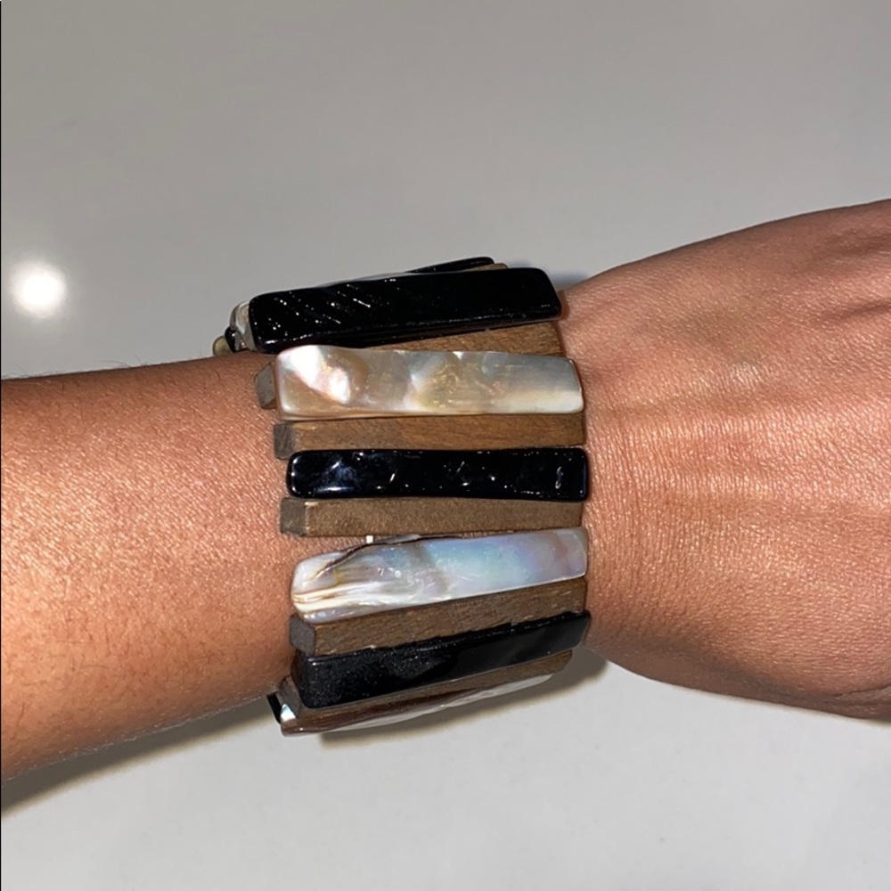 Brown black and opal stretch bracelet